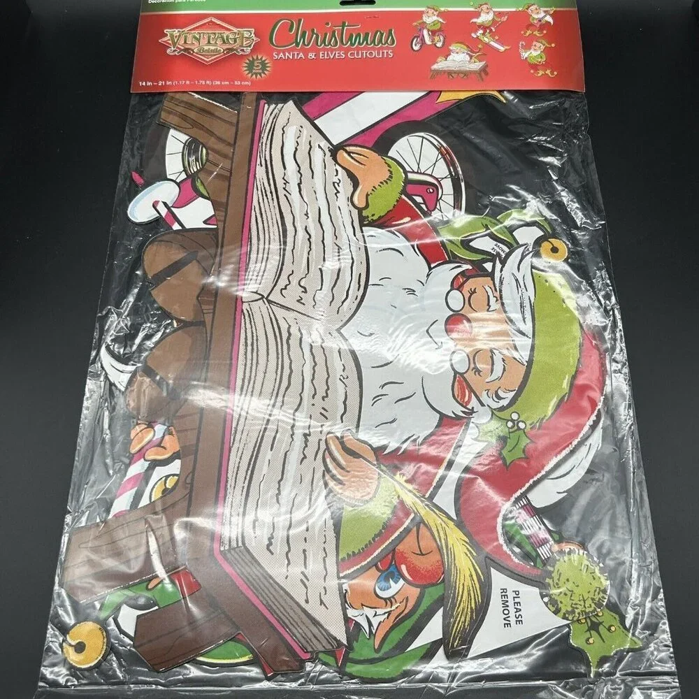 Vintage Beistle Christmas Cutouts Santa Elves Reproduction Retro Style 5pc